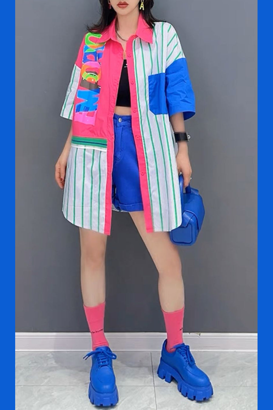 Short Sleeve Oversized Button Down Shirt Dress