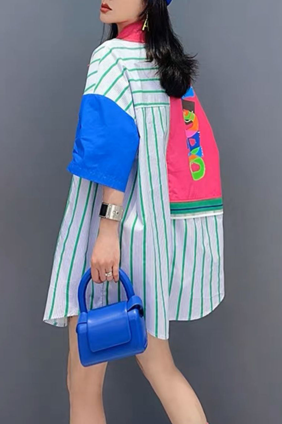 Short Sleeve Oversized Button Down Shirt Dress